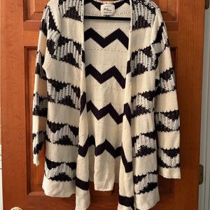 Cotton On Black & Cream Chevron Open-Front Cardigan